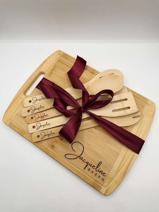 Personalized Bamboo Cutting Board Gift Set